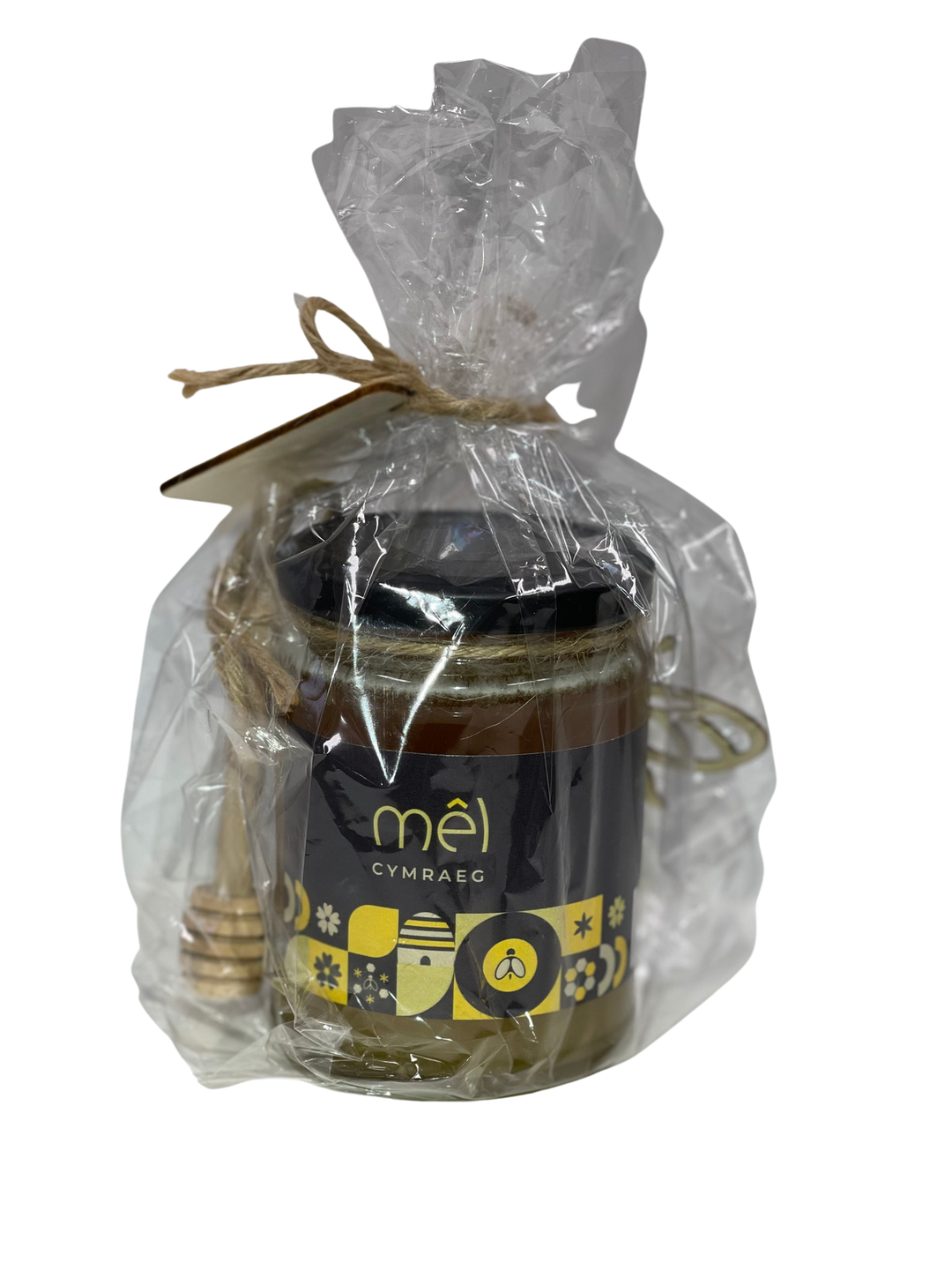 Welsh Honey Gift Set 340g With Wooden Honey Drizzler and Bee Decoration