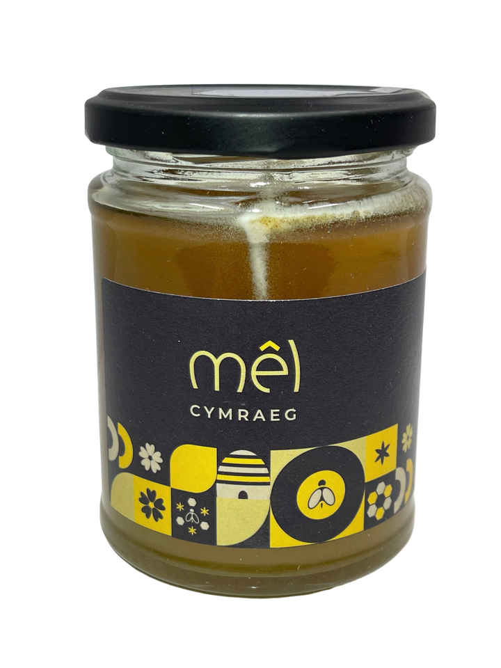 Welsh Honey Gift Set 340g With Wooden Honey Drizzler and Bee Decoration