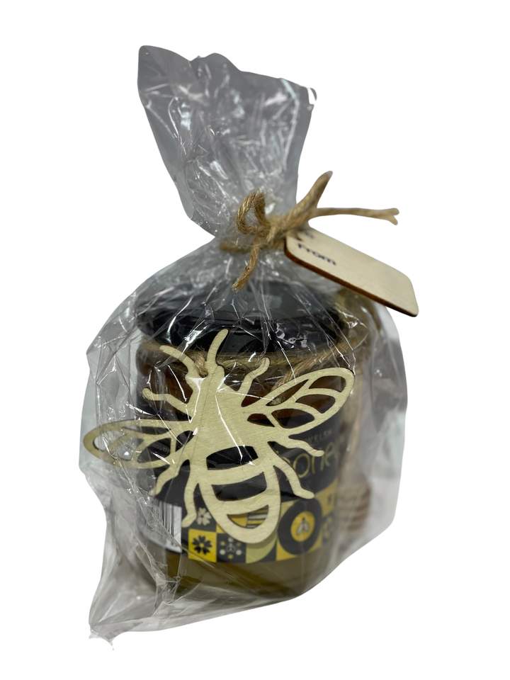 Welsh Honey Gift Set 340g With Wooden Honey Drizzler and Bee Decoration