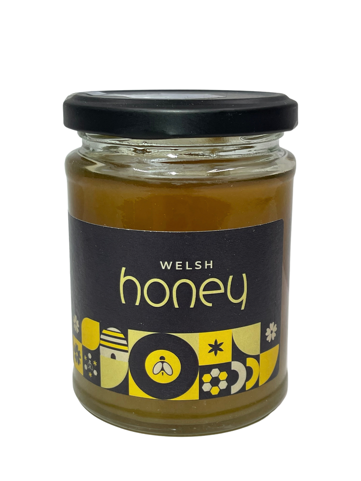 Welsh Honey Gift Set 340g With Wooden Honey Drizzler and Bee Decoration
