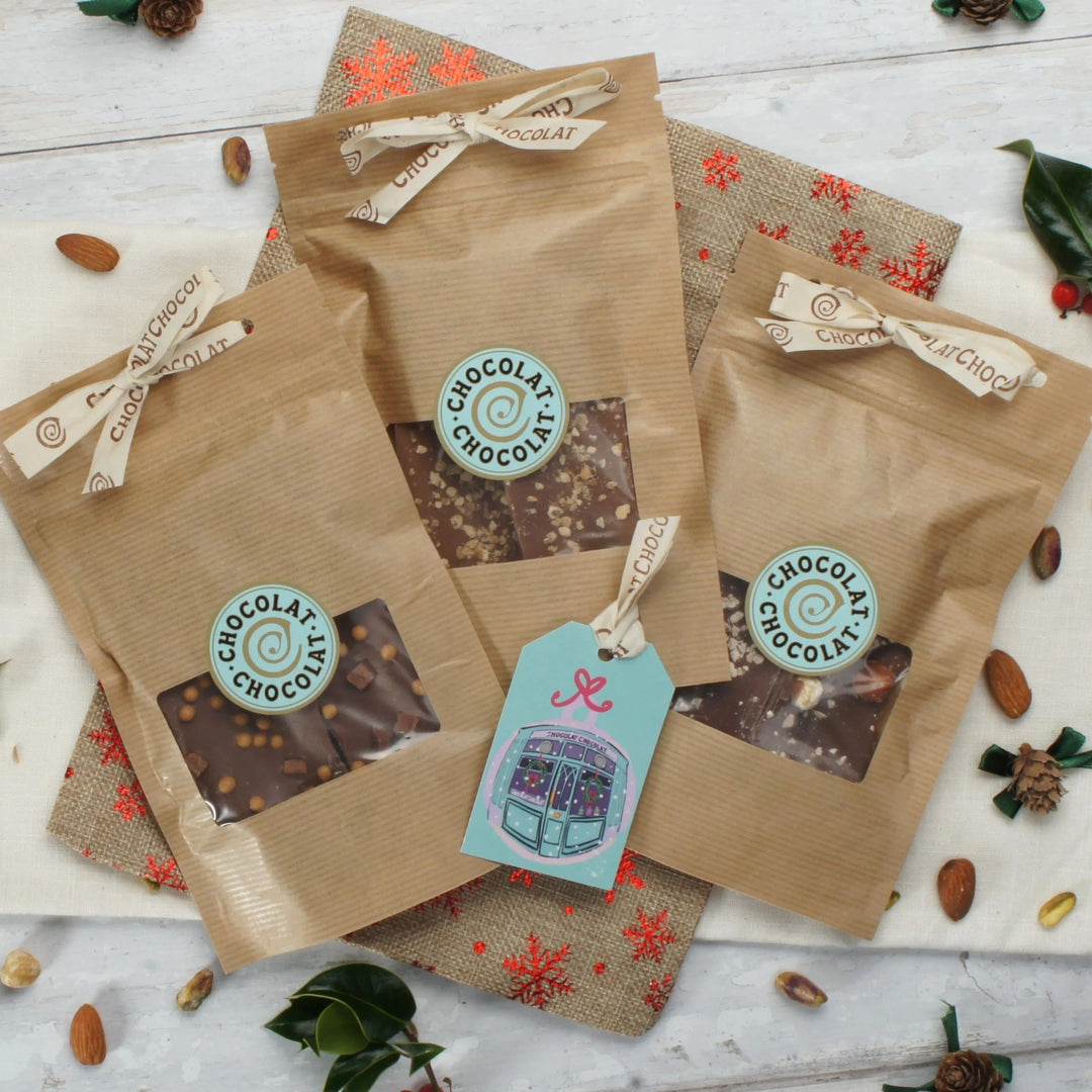 Chocolate Shards Seasonal Gift Pack – Milk and Caramel (3 Bags)