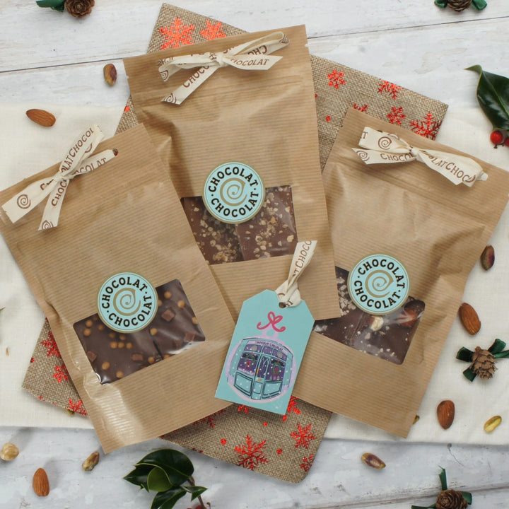 Chocolate Shards Seasonal Gift Pack – Milk and Caramel (3 Bags)