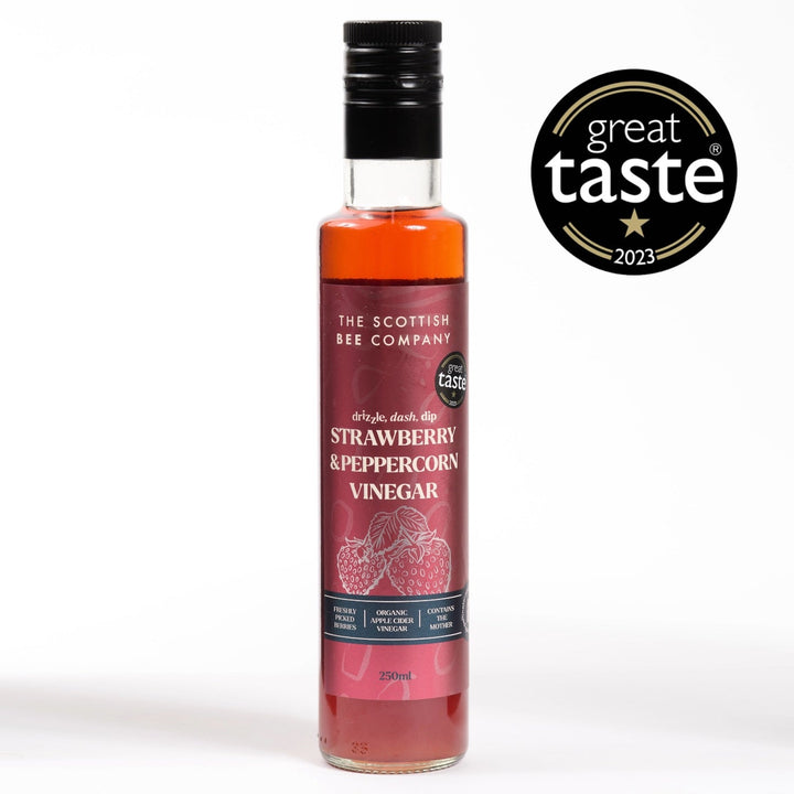Apple Cider Vinegar Infused With Strawberries and Peppercorns
